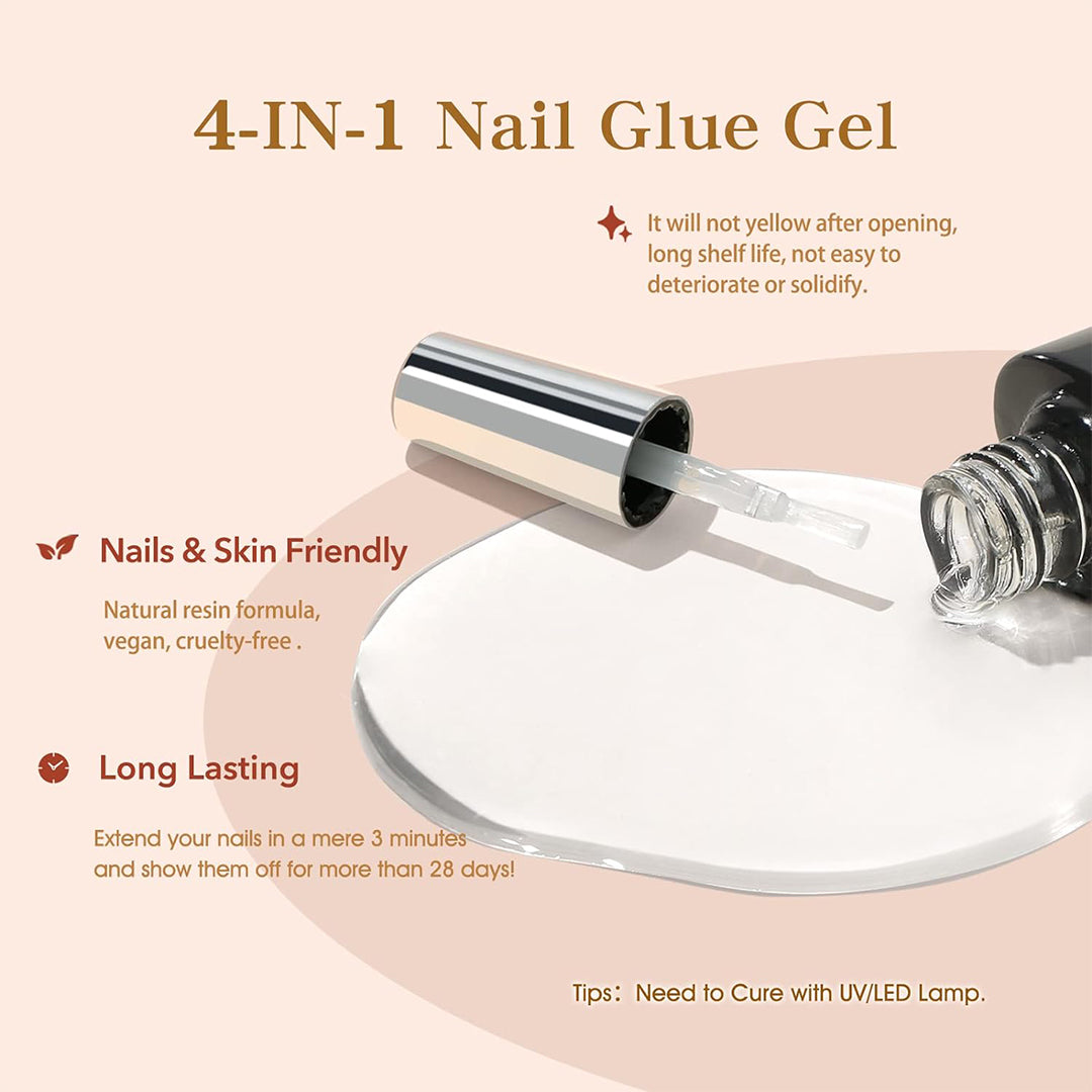 The Best Nail Glue 4 in 1, Gel Glue For Press On Nails, Best Nail Glue That Lasts For Weeks