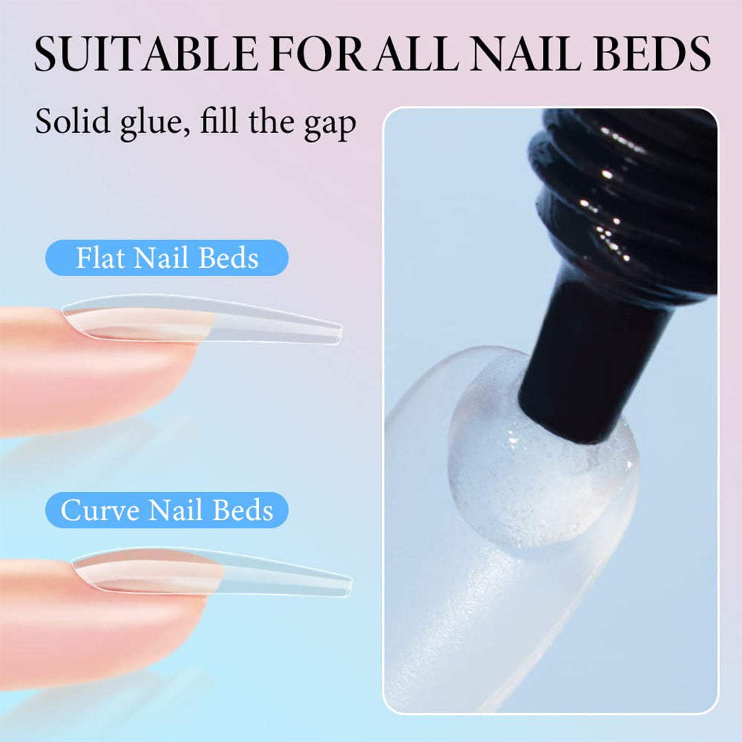 Solid Gel Nail Glue for Nail Tip Press on Nails, Long Glue Lasting 28 Days (Curing Needed), Super Strong Nail Glue for Nail Extension