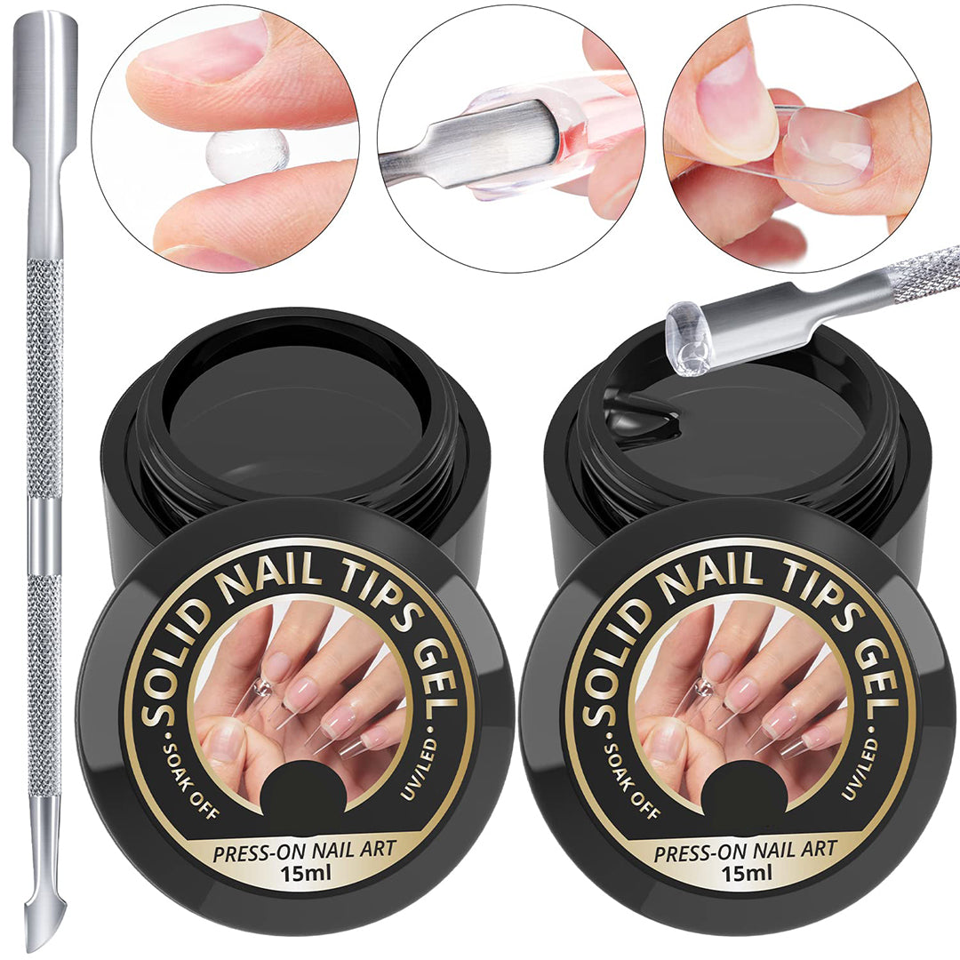 Nail Bond Nail Glue 2 Pcs of 15 ml Solid Nail Tips, Nail Foil Adhesive Glue for Acrylic Nails, Nail Glue Super Strong