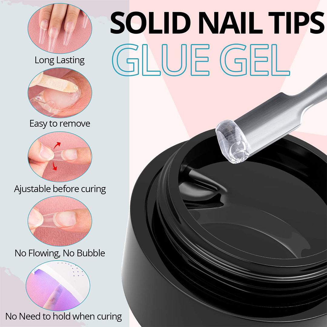Nail Bond Nail Glue 2 Pcs of 15 ml Solid Nail Tips, Nail Foil Adhesive Glue for Acrylic Nails, Nail Glue Super Strong