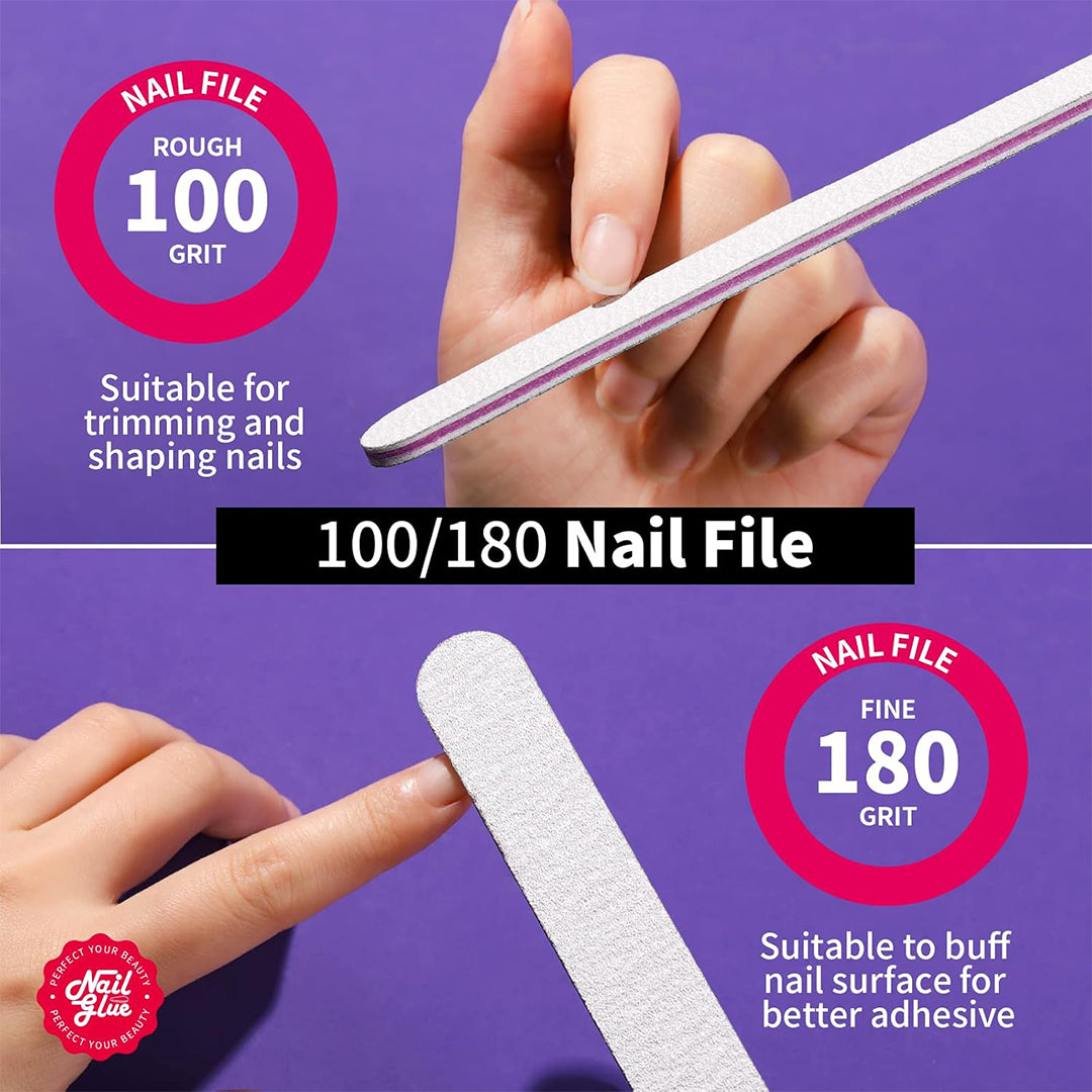 Nail Polish Glue for Press On, 3 Pack Solid Nail Glue Gel for Acrylic Nails, Nail Gem Glue with Nail Files