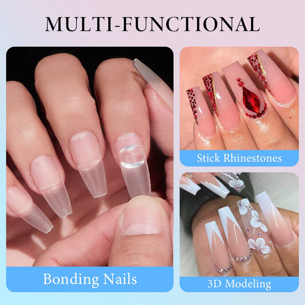 Solid Gel Nail Glue for Nail Tip Press on Nails, Long Glue Lasting 28 Days (Curing Needed), Super Strong Nail Glue for Nail Extension