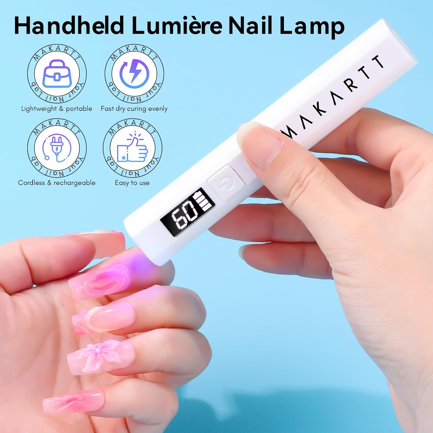 Best Handheld Gel Nail Curing Lamp for Gel Nails, Mini UV LED Gel Nail Polish Dryer, Rechargeable Nail Light with 2 Timers