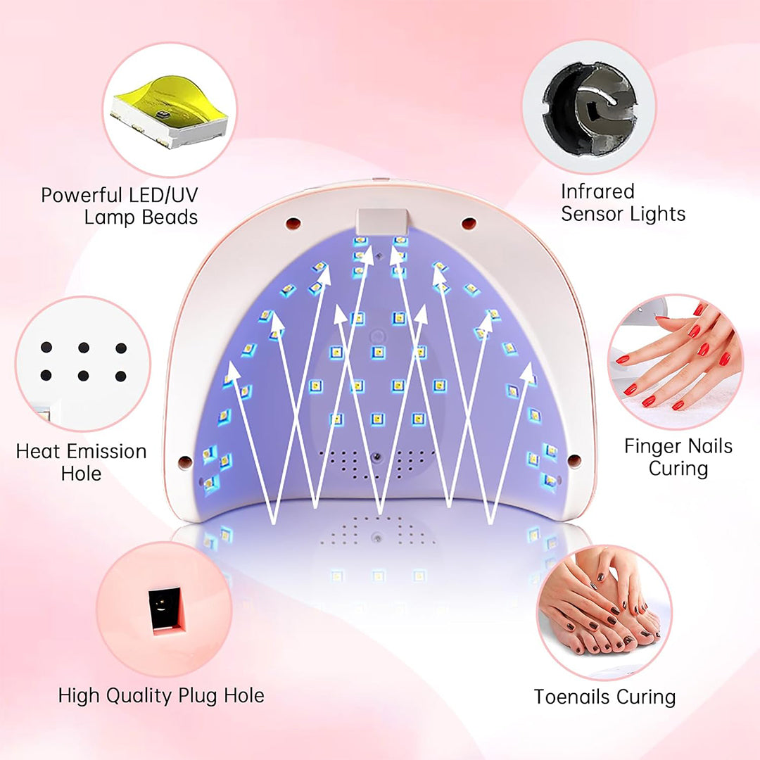 Nail Dryer Desk Lamp Machine 188W Best Gel Nail Lamp for Home Solan Gel Polish Lamp with 4 Timers Setting