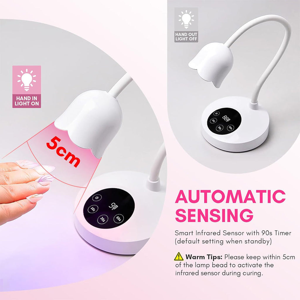 Best Mini UV Nail Lamp 10W Rechargeable Gel Lamp Nail Polish Dryer Machine with Auto Sensor & 4 Timer