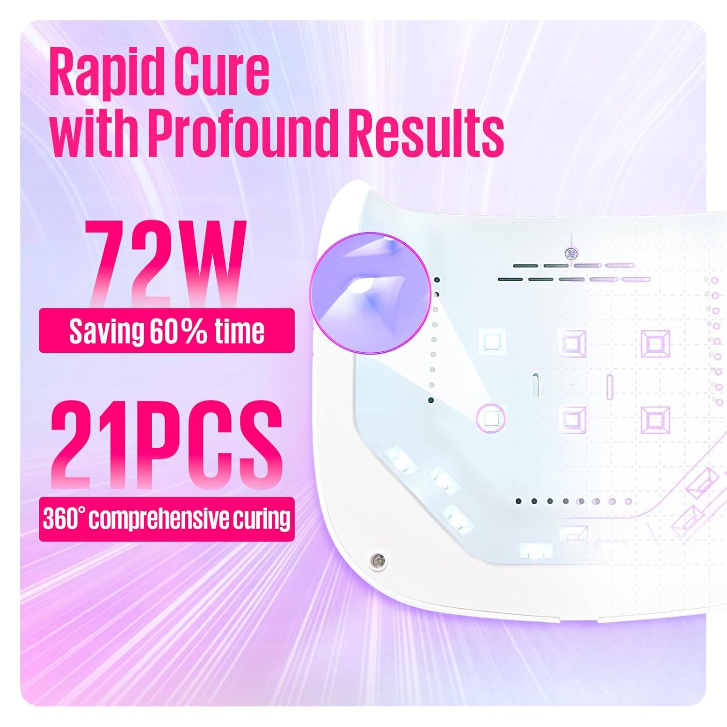 72W Home UV Nail Lamp  for Gel Nails, Best LED Nail Lamp for Home Use with UV Gloves