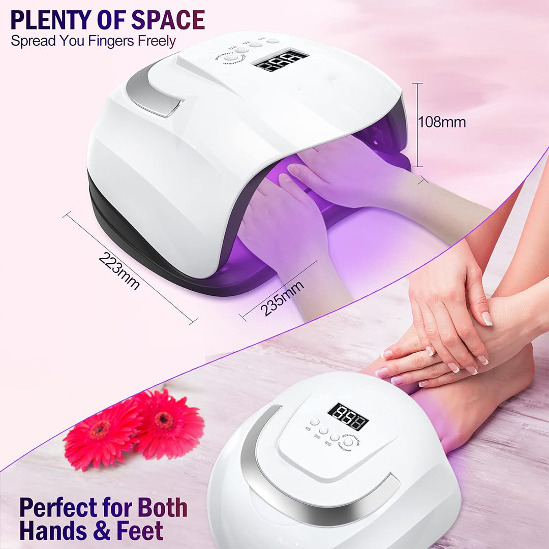 Gel Manicure Table Lamp Led Light 168 Watt for Nail Art UV Curing Light for Nails with 4 Timers Setting & Auto Sensor