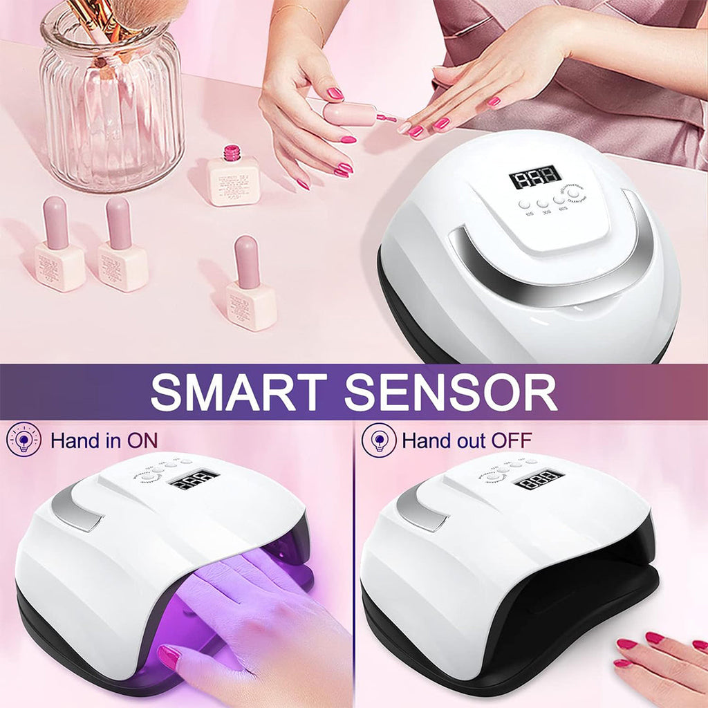 Gel Manicure Table Lamp Led Light 168 Watt for Nail Art UV Curing Light for Nails with 4 Timers Setting & Auto Sensor