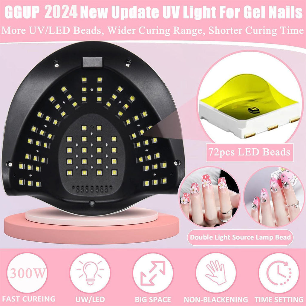 Best Gel Manicure Lamp 300W LED Light Nail Dryer for Nail Table Lamps for Nail Technicians with 4 Timer Settings