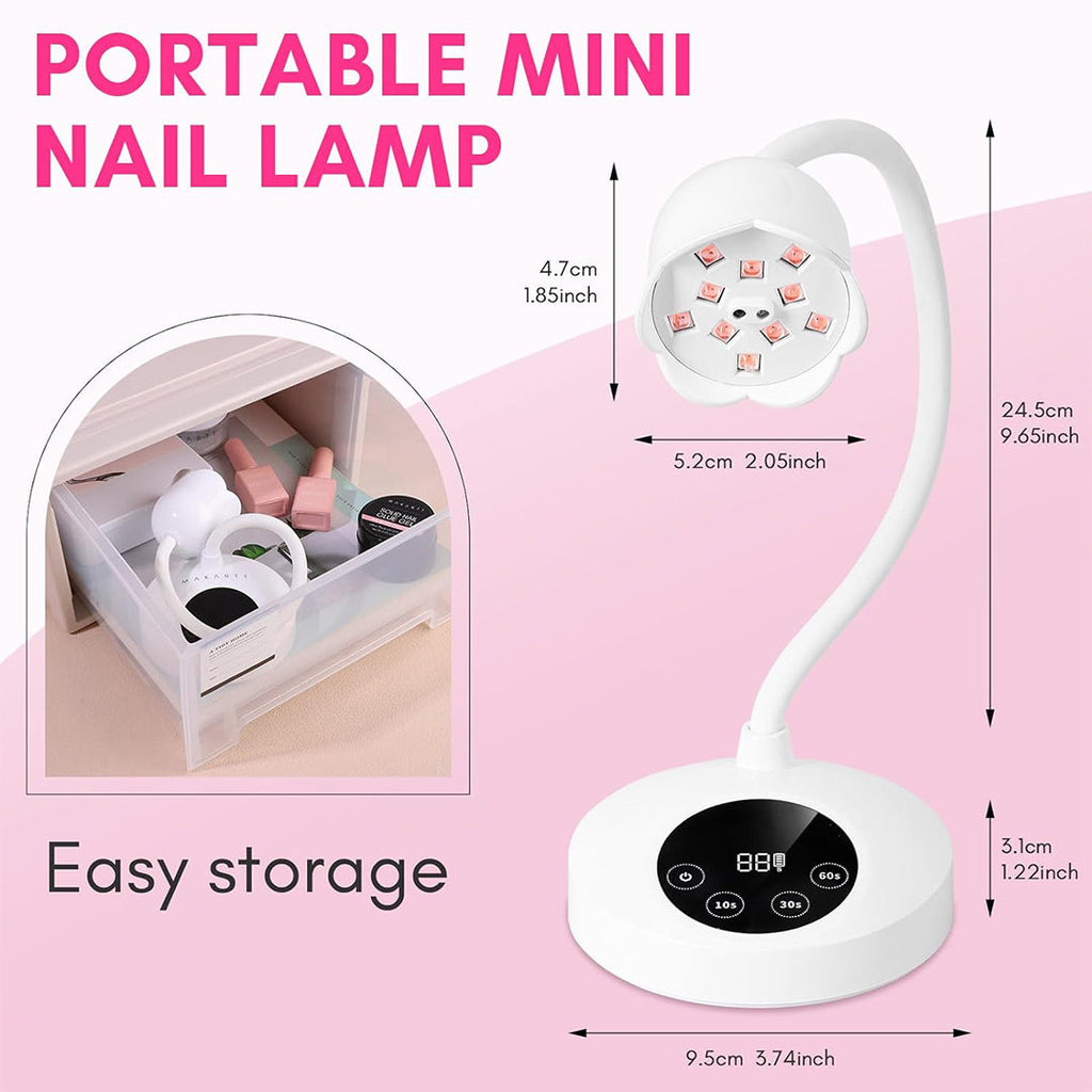 Best Mini UV Nail Lamp 10W Rechargeable Gel Lamp Nail Polish Dryer Machine with Auto Sensor & 4 Timer
