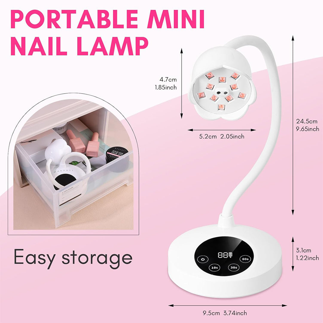 Best Mini UV Nail Lamp 10W Rechargeable Gel Lamp Nail Polish Dryer Machine with Auto Sensor & 4 Timer