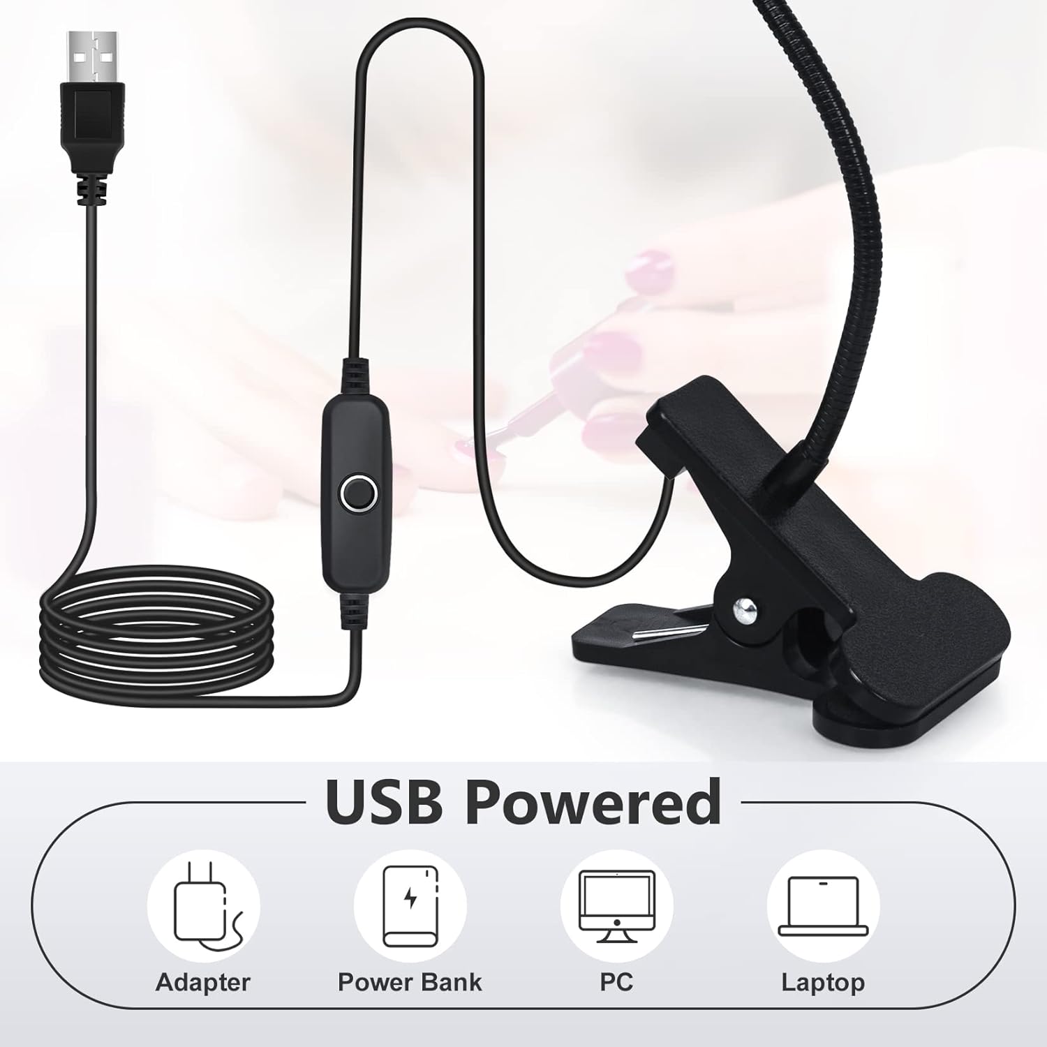 Home Nail Dryer UV Light for Gel Nails, 3W Best Nail Drying Lamp Manicure Dryer Black Light with Clam