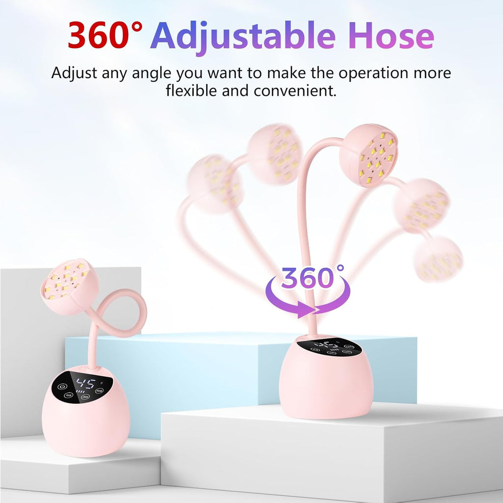 Gooseneck Best Salon Nail Lamp for Gel Nails, Cordless UV Curing Lamp 4 Times & Auto Sensor