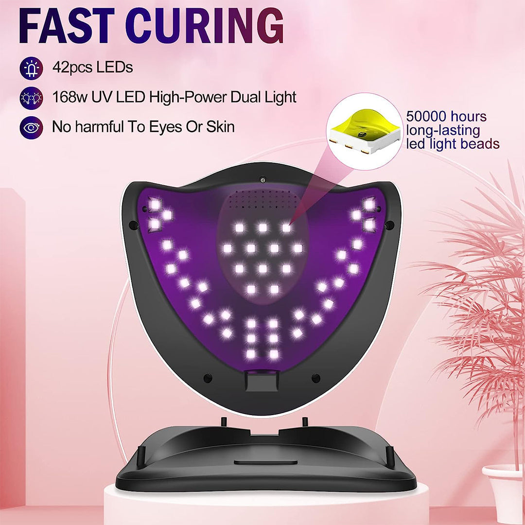 Gel Manicure Table Lamp Led Light 168 Watt for Nail Art UV Curing Light for Nails with 4 Timers Setting & Auto Sensor