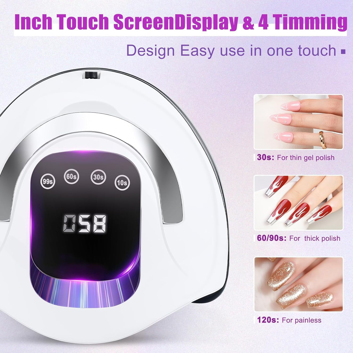 Best LED Nail Dryer 320W for Gel Polish, Best at Home UV LED Nail Lamp with 72Pcs Lamp Beads