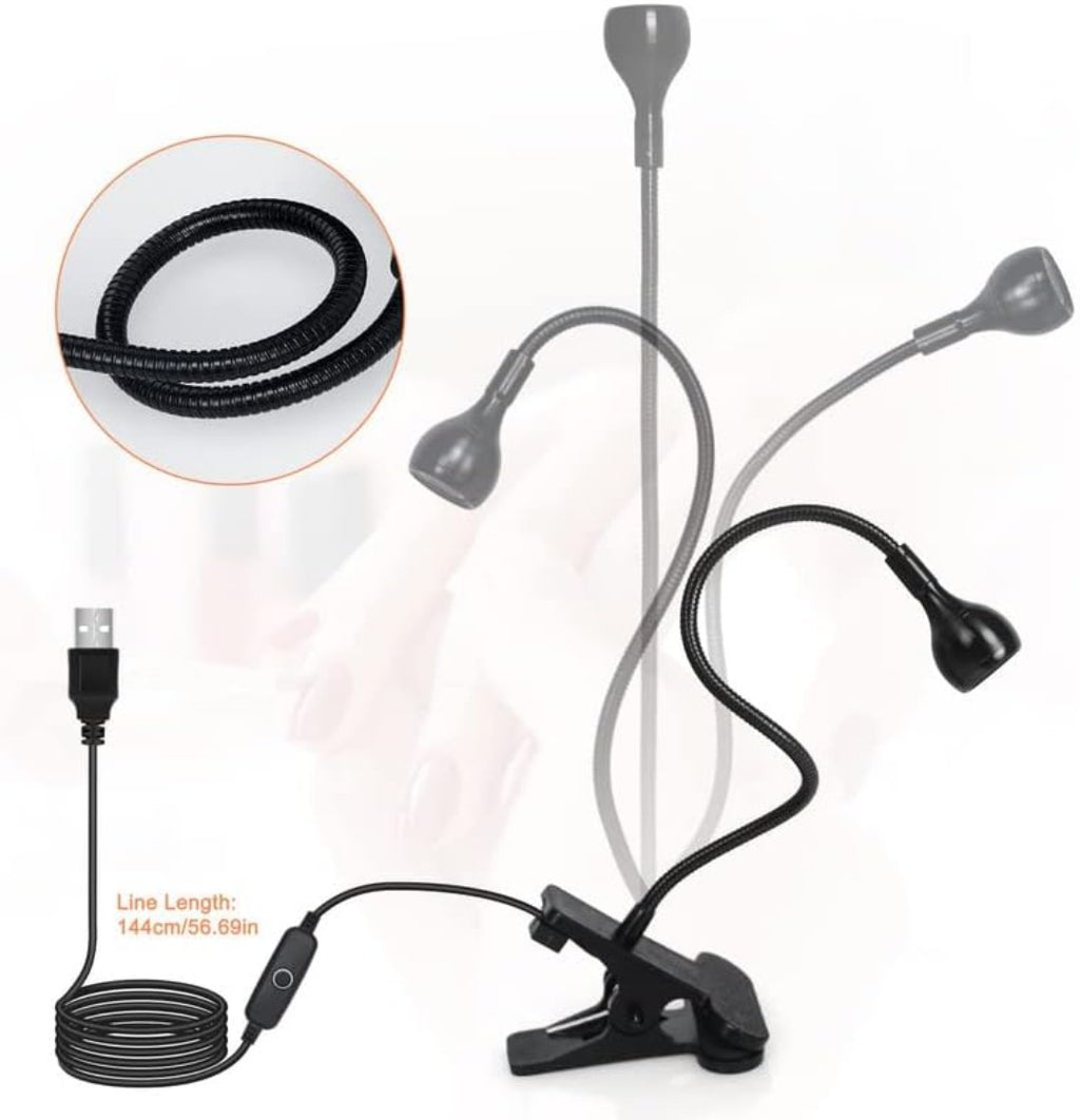 3W Mini Gelish LED Lamp with Gooseneck, Portable Clamp Gel Nail Light with USB Charge