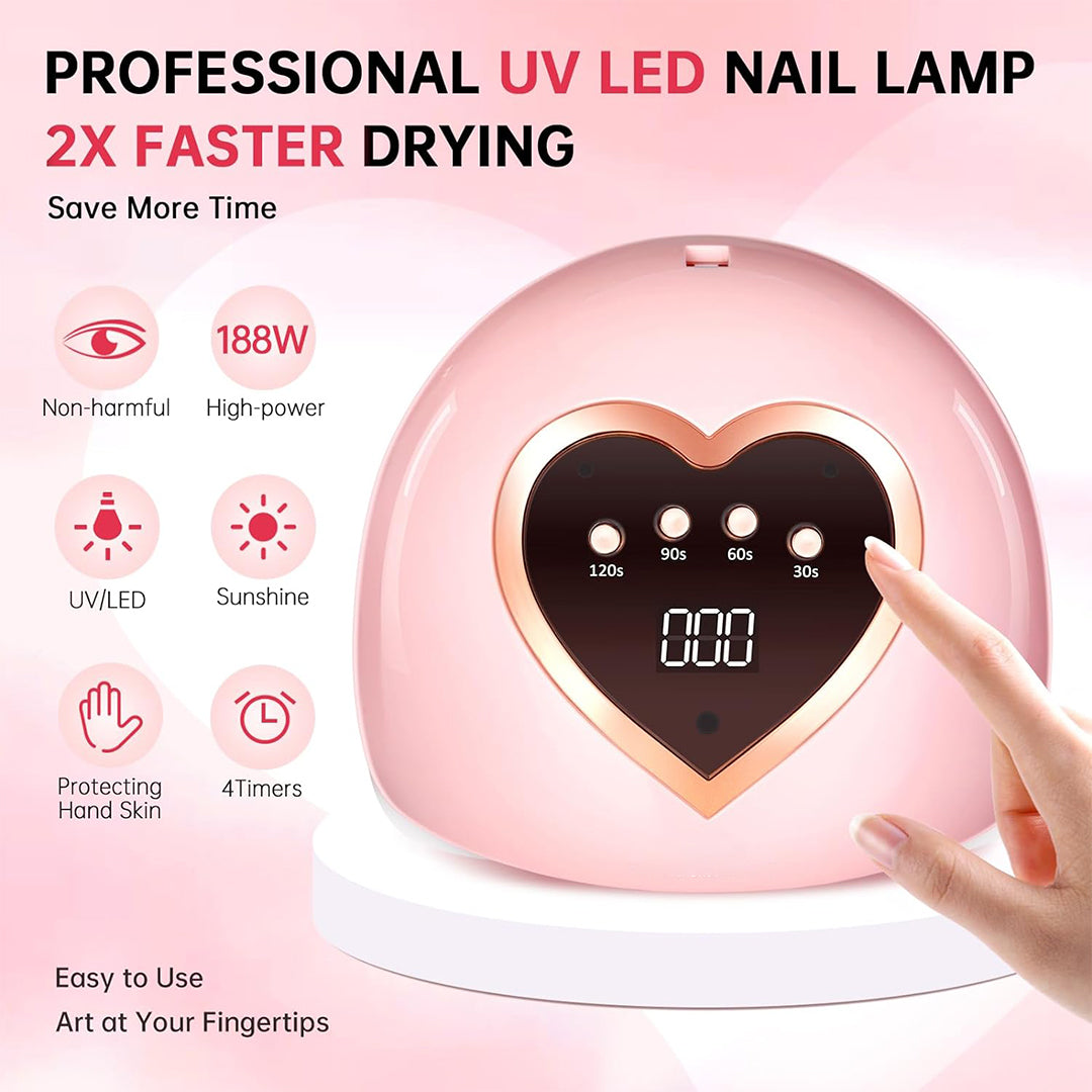 Nail Dryer Desk Lamp Machine 188W Best Gel Nail Lamp for Home Solan Gel Polish Lamp with 4 Timers Setting