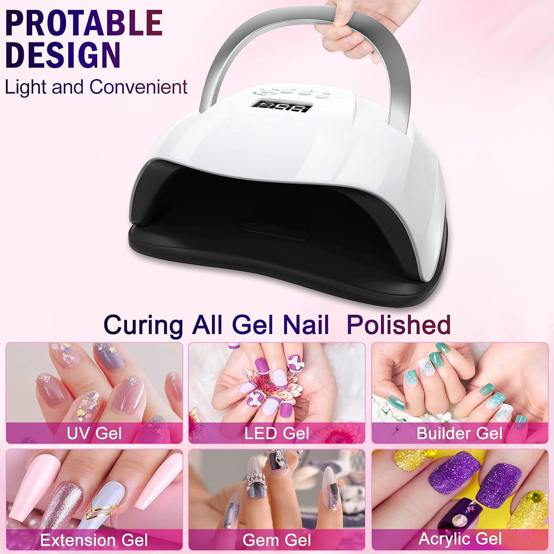 Gel Manicure Table Lamp Led Light 168 Watt for Nail Art UV Curing Light for Nails with 4 Timers Setting & Auto Sensor