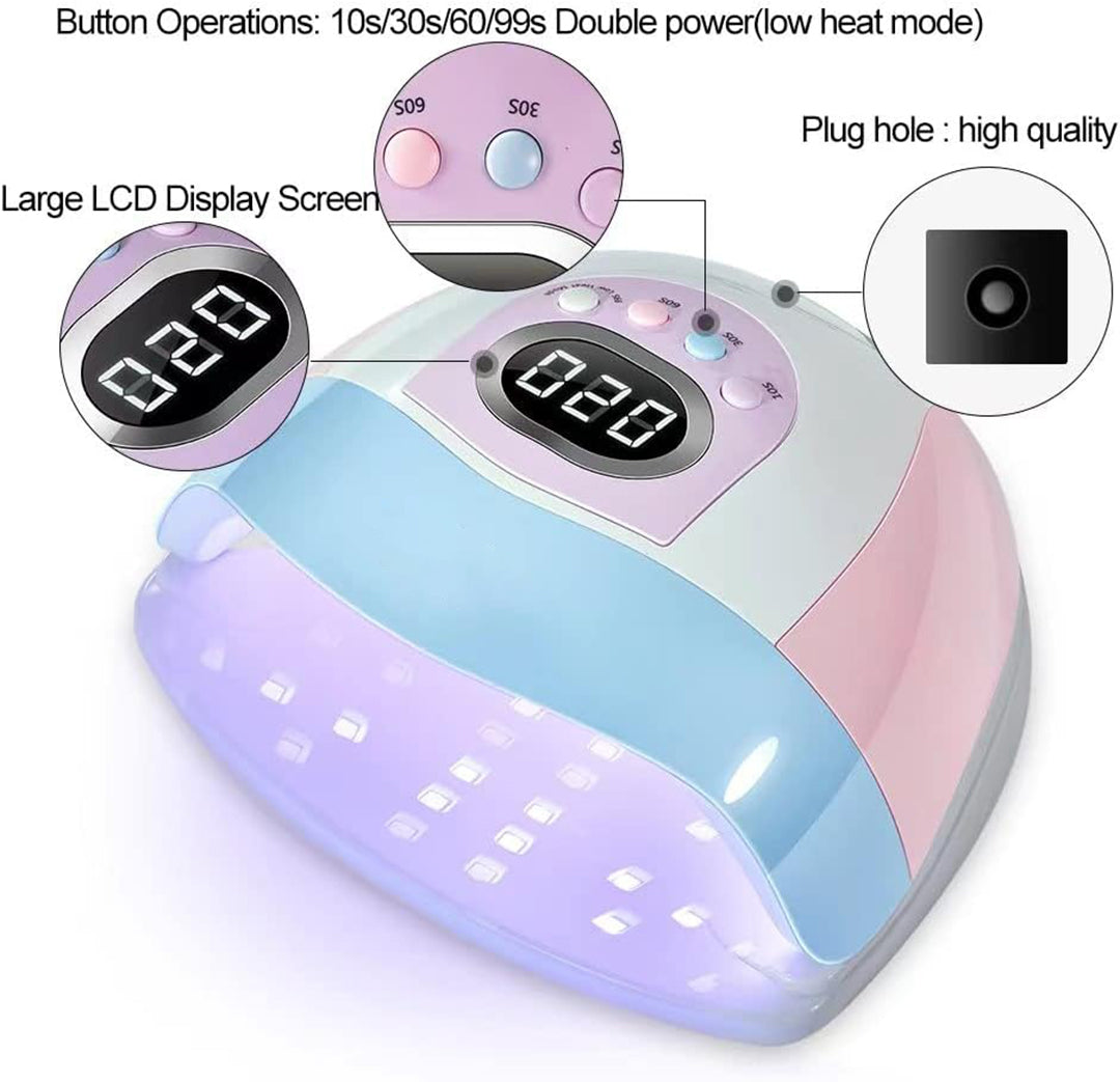Nail Dryer Machine for Regular Polish 220W LED UV Curing Lamp with 45 Beads Nail Light for Desk with  LCD Touch Display Screen