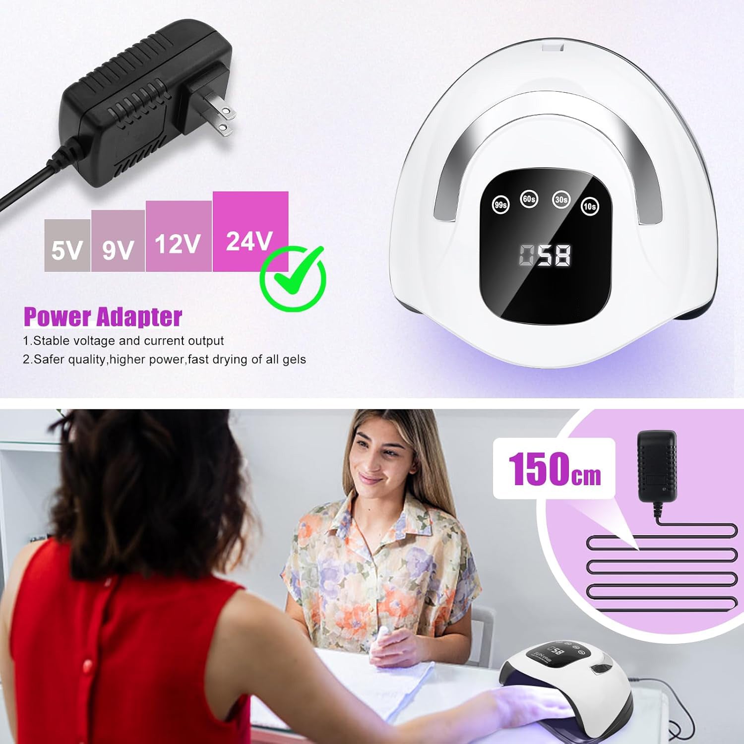 Best LED Nail Dryer 320W for Gel Polish, Best at Home UV LED Nail Lamp with 72Pcs Lamp Beads