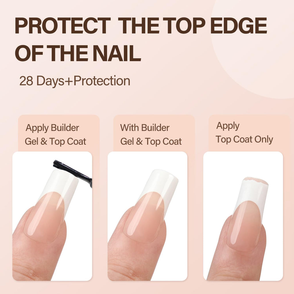 Acrylic Press Ons150Pcs, French Manicure Press On Nails, French Square 3 in 1 Pre-French Gel Tips