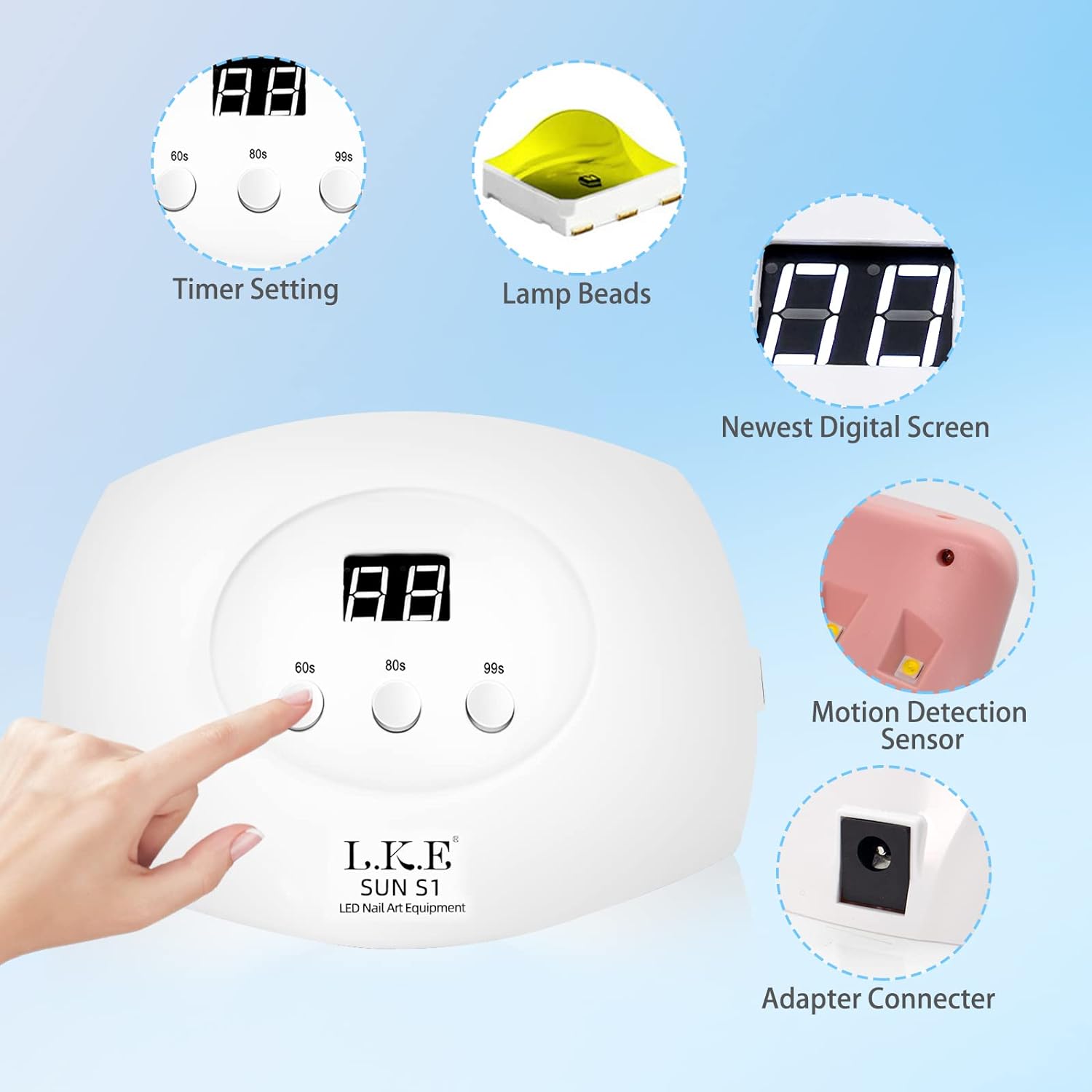 UV LED Light for Nails 72W Nail Dryer UV Light for Gel Nails Fingernail Polish Dryer 3 Timer Auto Sensor