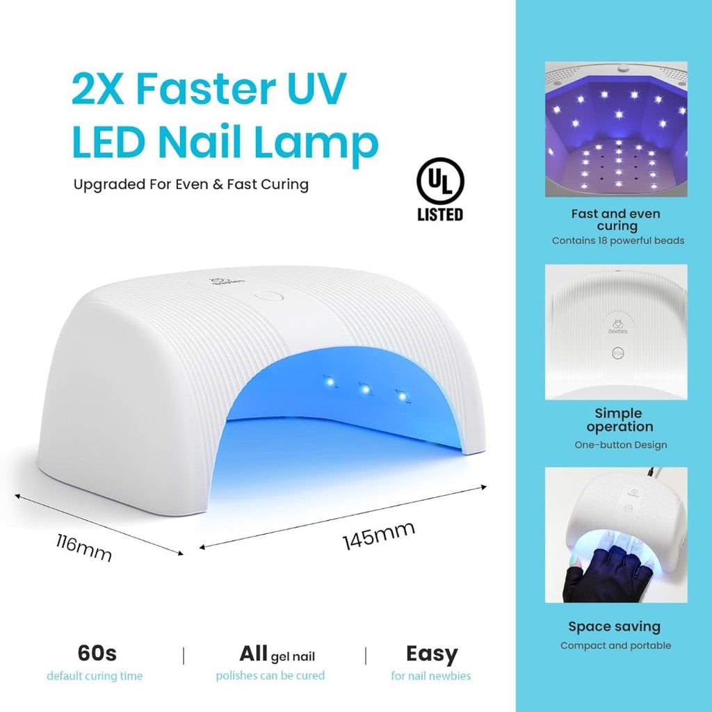 36W LED Nail Lamp for Gel Nails, Fast Drying Recommended UV Lamp for Nails with Timer Setting