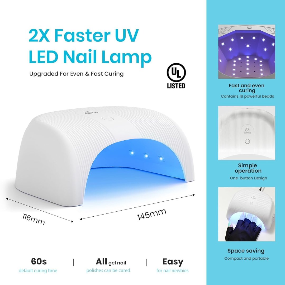 36W LED Nail Lamp for Gel Nails, Fast Drying Recommended UV Lamp for Nails with Timer Setting