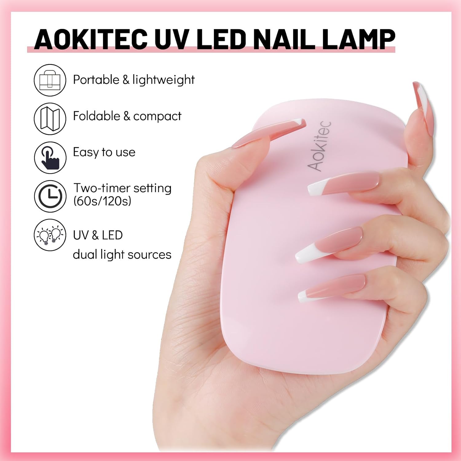 UV Light Lamp for Nails UV Fingernail Light for UV Gel Polish Nail Glue with USB Cable for Curing