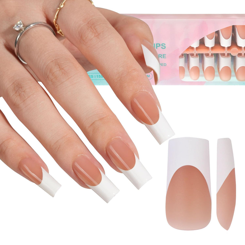 French Manicure Press On Nails 240Pcs, French Tip Press Ons Gift, False Nail Professional 15 Sizes