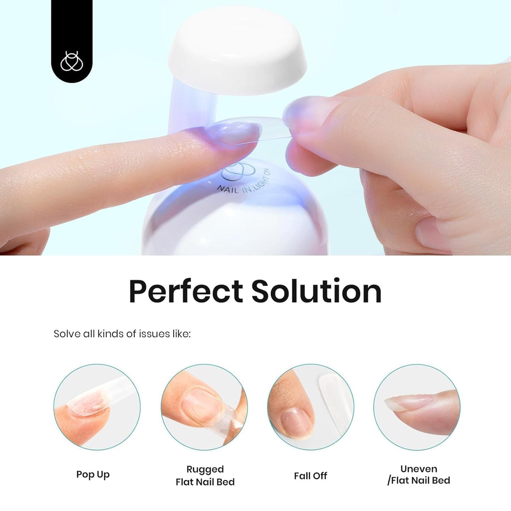 Gel Nail Glue 9 in 1 For Tips, Soft Gel Nail Glue 0.5 Fl Oz, Super Strong Brush in Static Nails Nail Glue