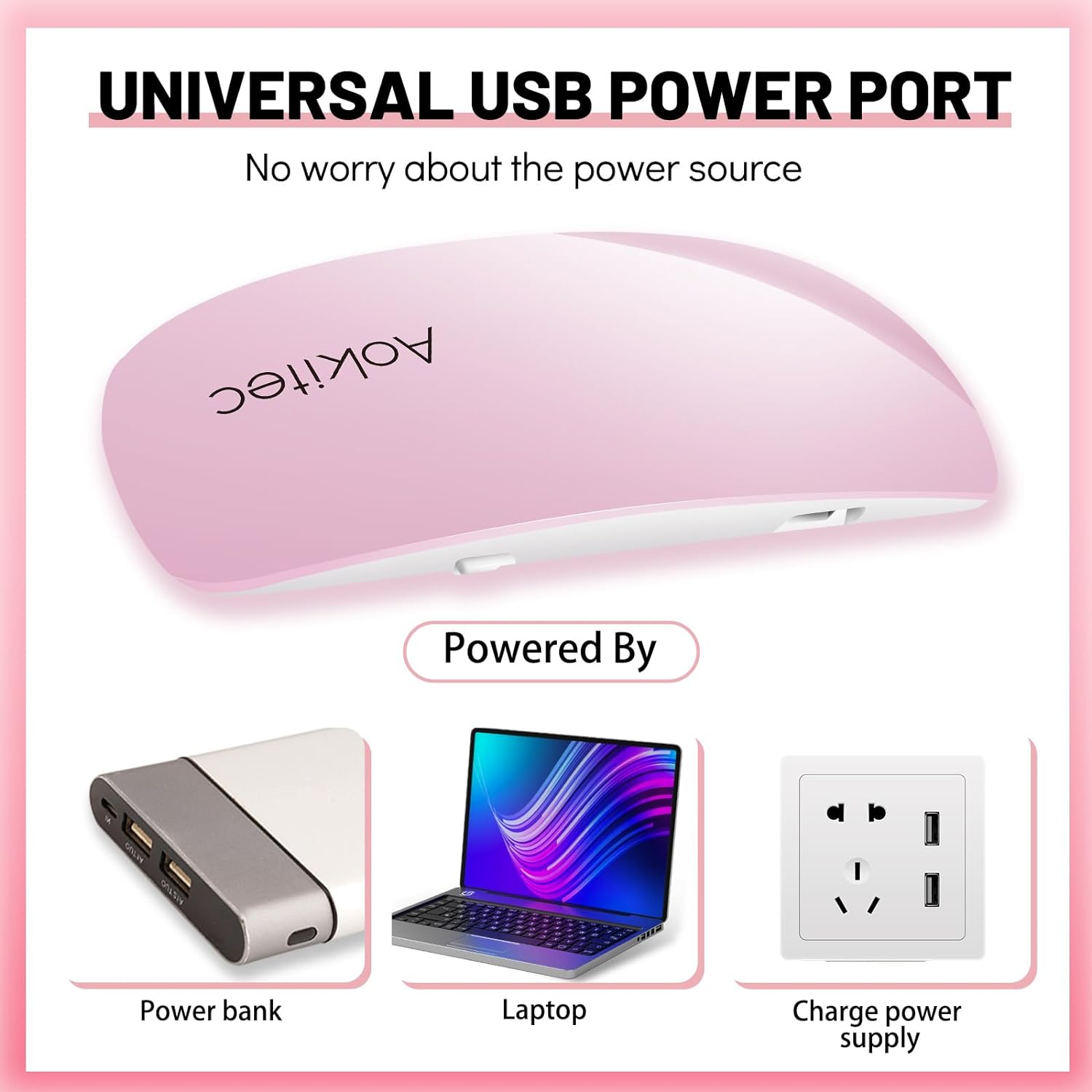UV Light Lamp for Nails UV Fingernail Light for UV Gel Polish Nail Glue with USB Cable for Curing
