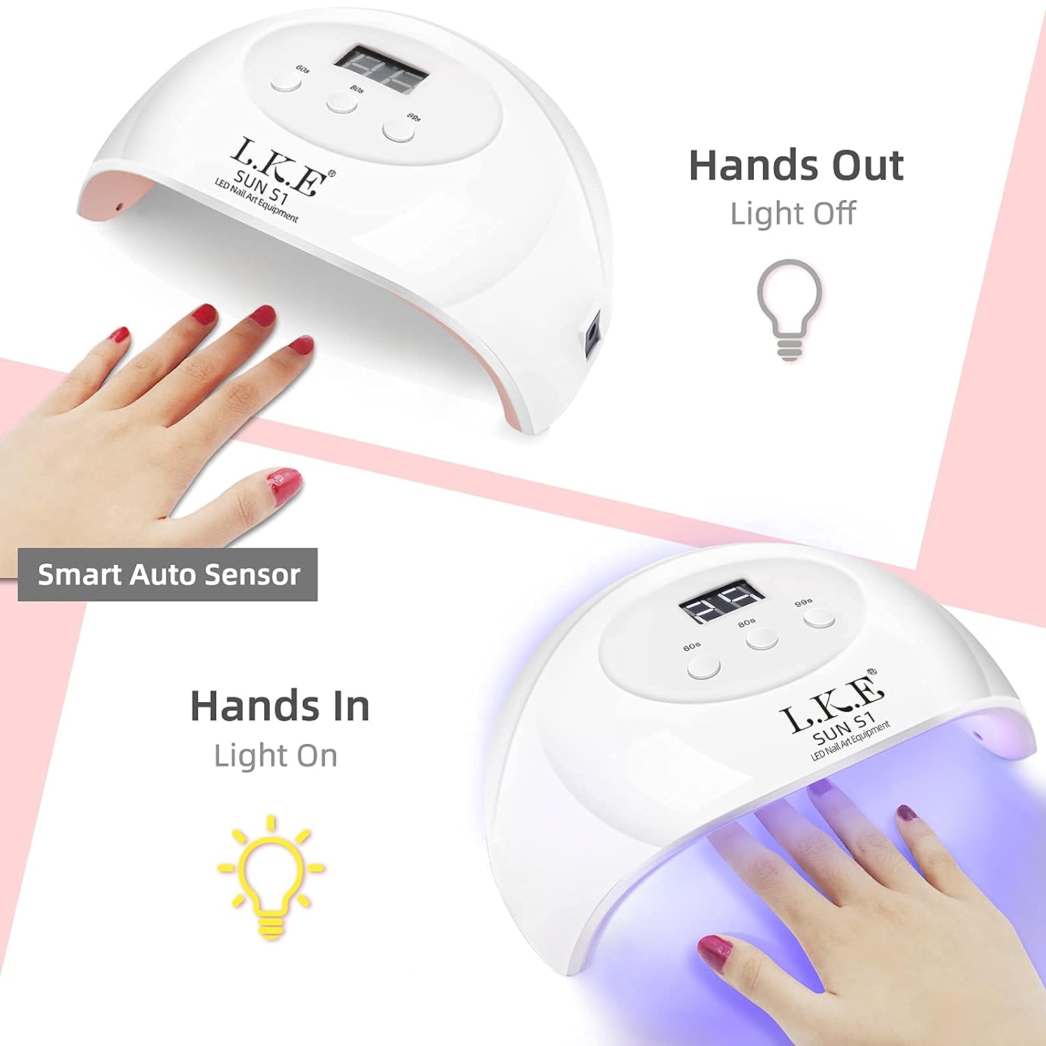 72w UV Gel Nails LED Nail Lamp with 3timers Gel Manicure Light for Gel Nail Polish Kit