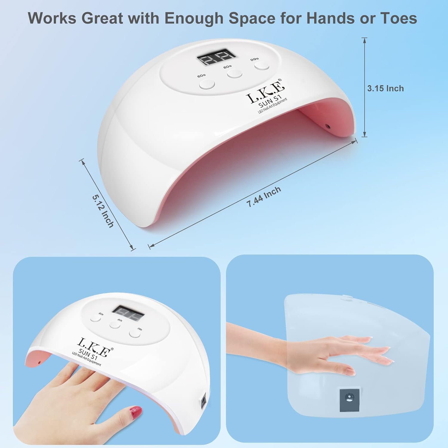 UV LED Light for Nails 72W Nail Dryer UV Light for Gel Nails Fingernail Polish Dryer 3 Timer Auto Sensor