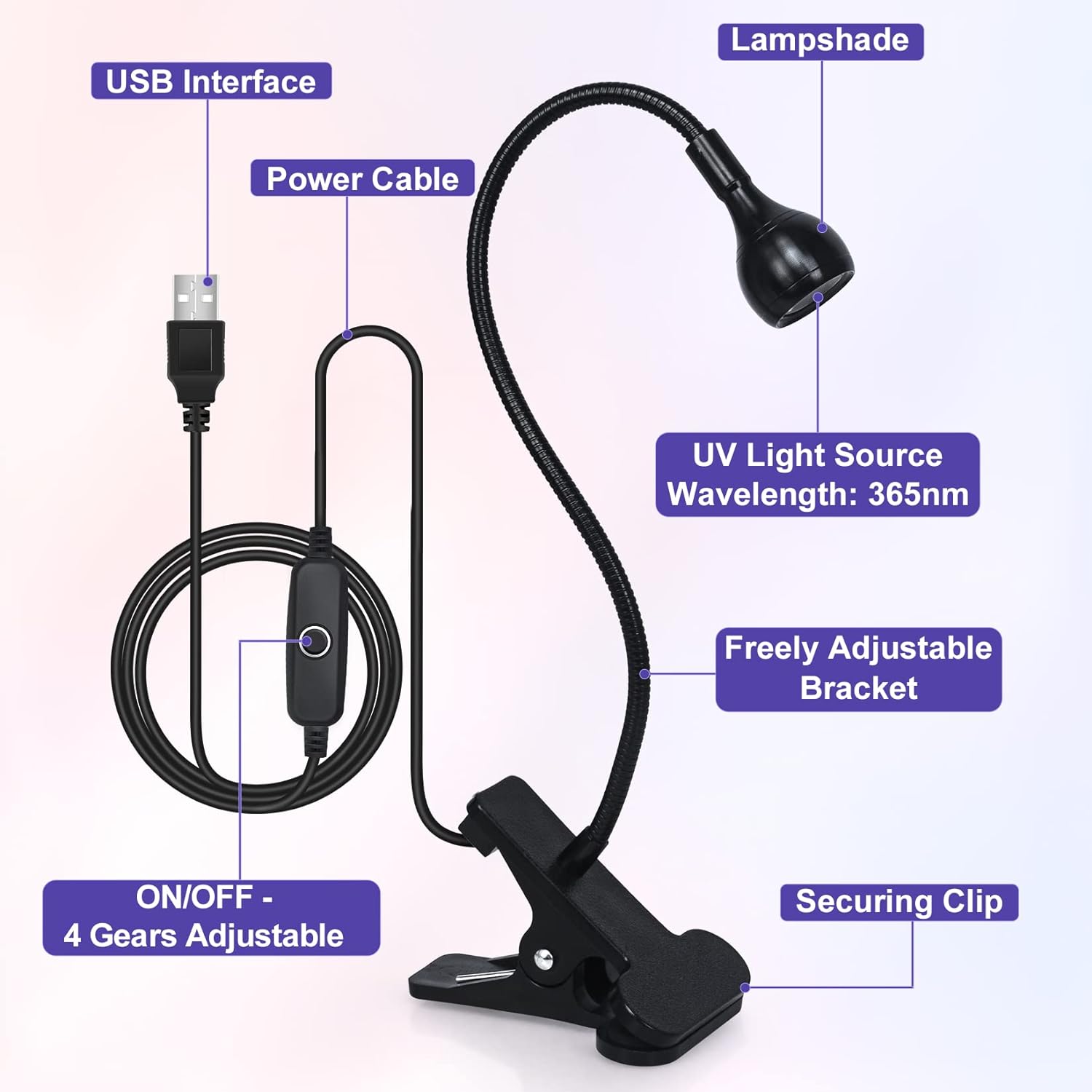 3W LED Light for Gel Nails Mini Led Nail Polish Light with Gooseneck Gel Manicure Light with USB Charge