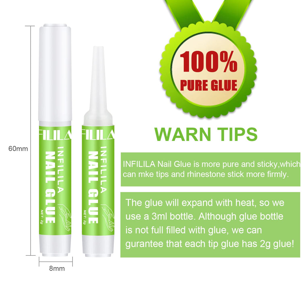 Nail Repair Glue For Nail Tips, 12 PCS Nail Glue for Acrylic Nails, The Best Nail Glue for False Nails Tips 0.07OZ/PCS