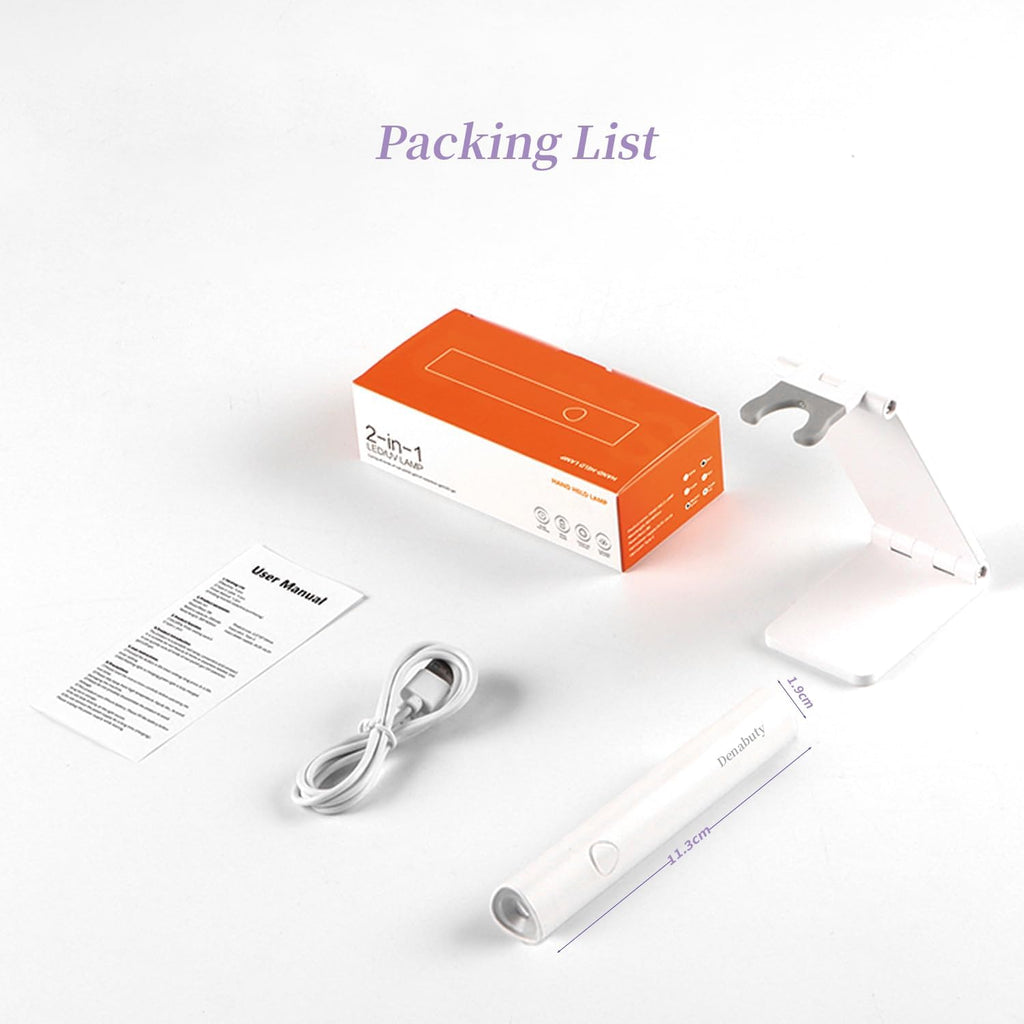 Professional UV Nail Lamp Nail Light with 2 Timers Mini U V LED Nail Lamp Handheld with Stand Rechargeable USB Cordless