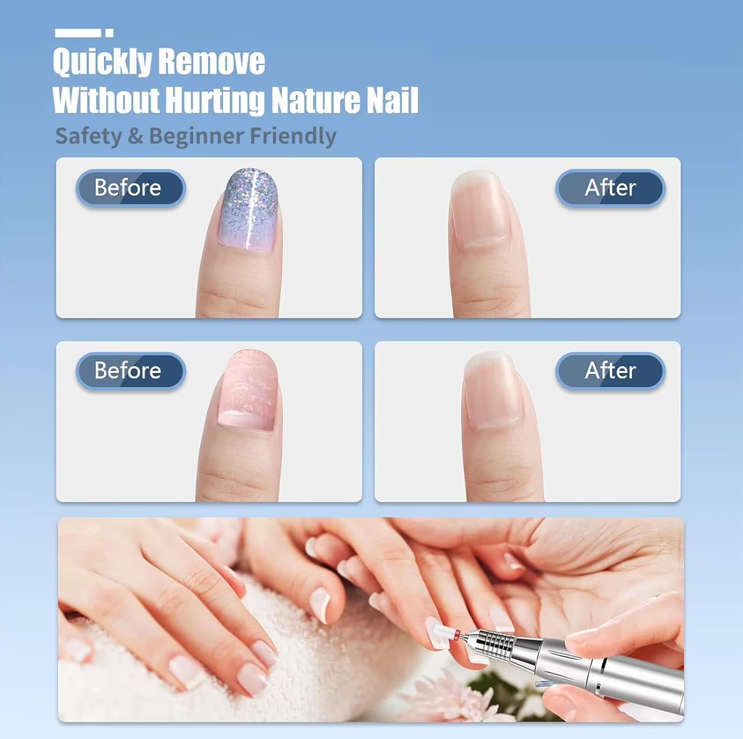 Electronic File For Nails 13PC Bits Set, Drill Bits for Nails, Safety Nail Drill Bits for Women Nails Tools