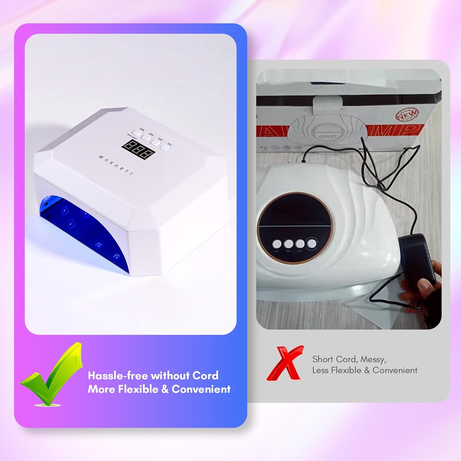 36W Rechargeable Nail LED Light Lamp with 4 Timer Settings, UV Nail Lamp Best LCD Display