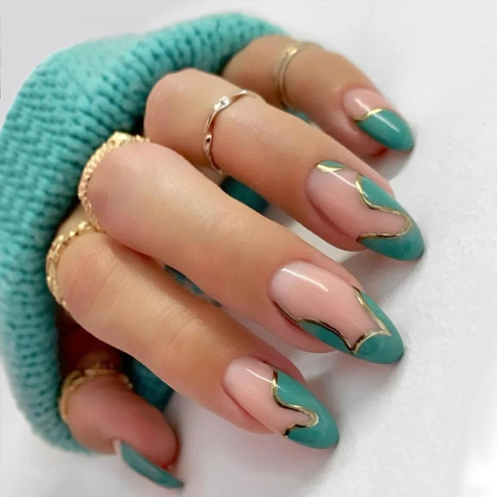 6 Packs (144 Pcs) Good Quality Press On Nails Medium, Coffin Press On Nails with Adhesive Tabs