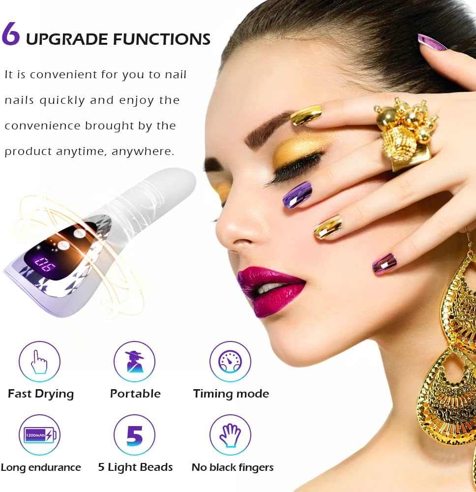 UV LED Light Rechargeable for Nails Nail Dryer Resin Art Fast-Dry Machine Gel Dryer for Nails 5V USB