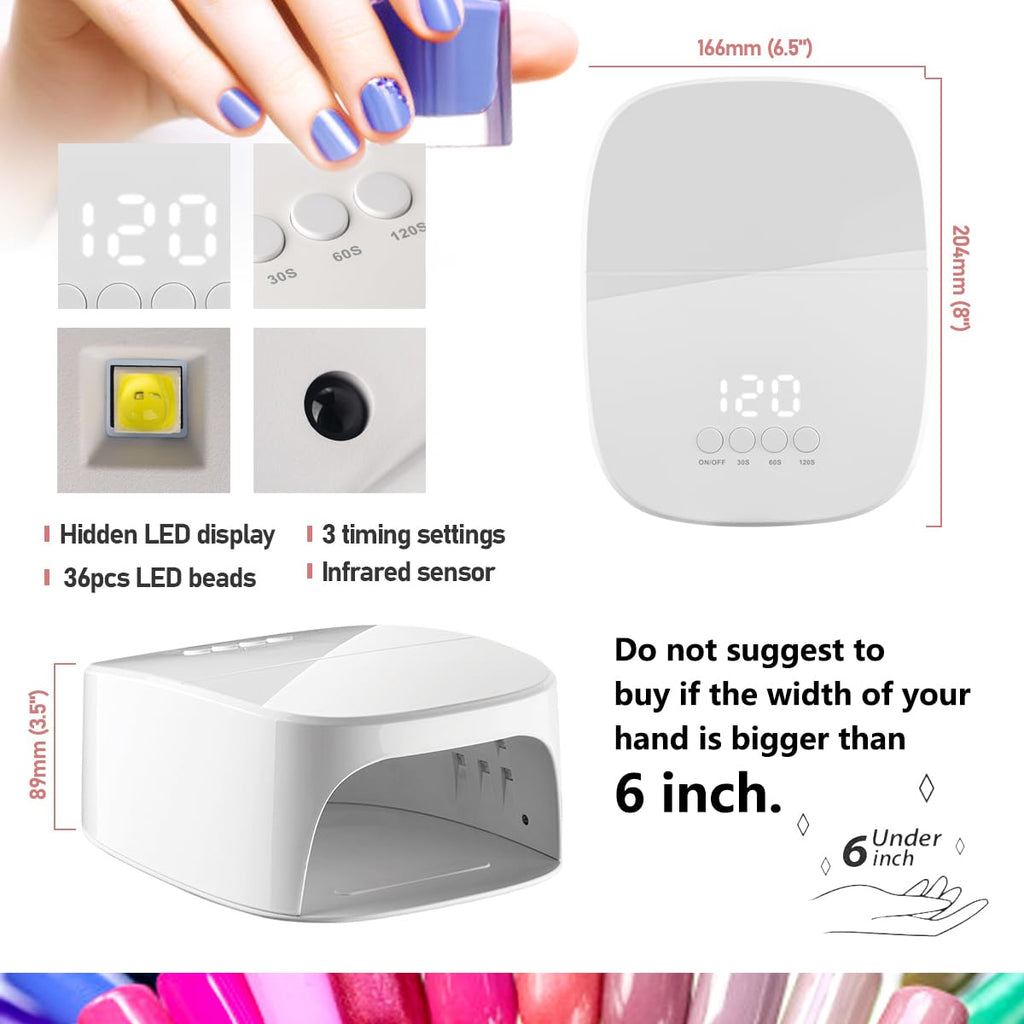 60W Rechargeable Cordless LED Light Nail Lamp with USB Port for Charging Phone and Nail Drill