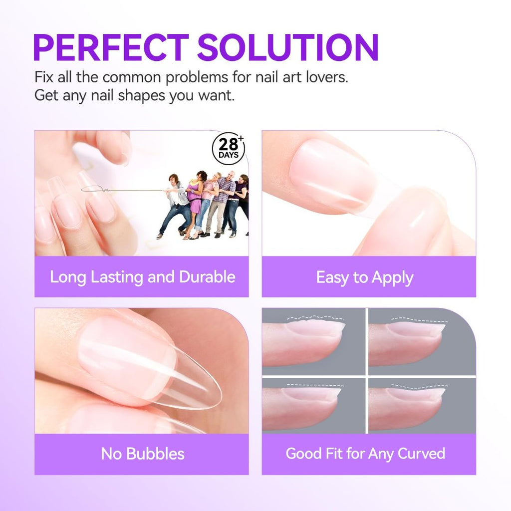 6 in 1 UV Best Glue on Acrylic Nails, False Glue on Nails for Acrylic Nails