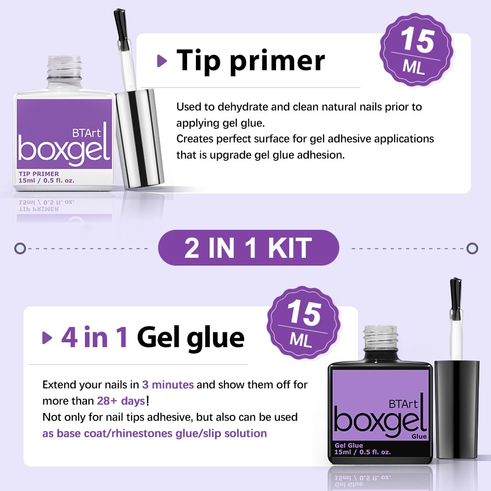 Best Cheap Nail Glue for Press On Nails, Best Glue For Nail Extensions 4 in 1 UV Nail Gel For Nail Tips