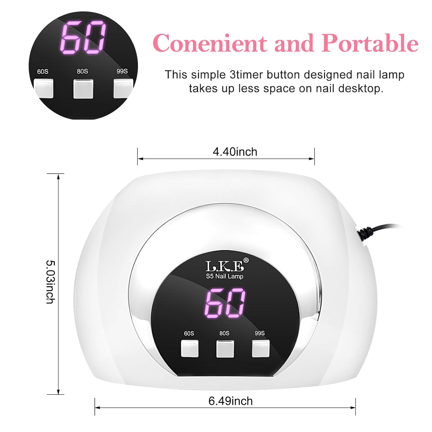 54W UV LED Gel Manicure with Automatic Sensor, Gel Nails Ultraviolet Light with 3 Timers
