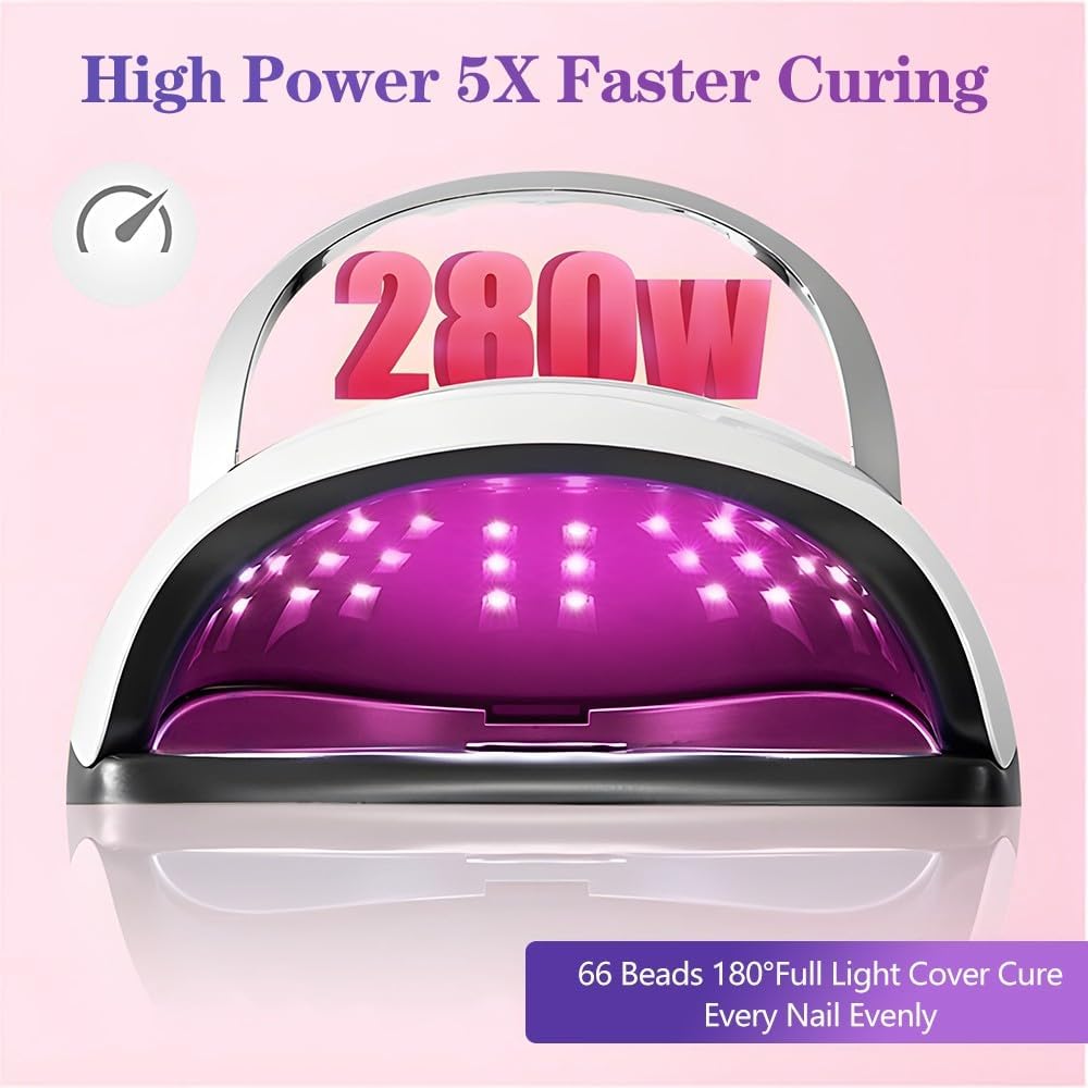 Professional Table Nail Lamp 280W Manicure UV Light for Gel Nails Technician Lamp with LCD Screen