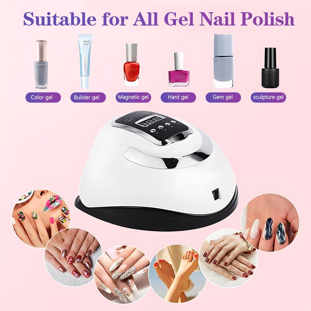 Professional Table Nail Lamp 280W Manicure UV Light for Gel Nails Technician Lamp with LCD Screen