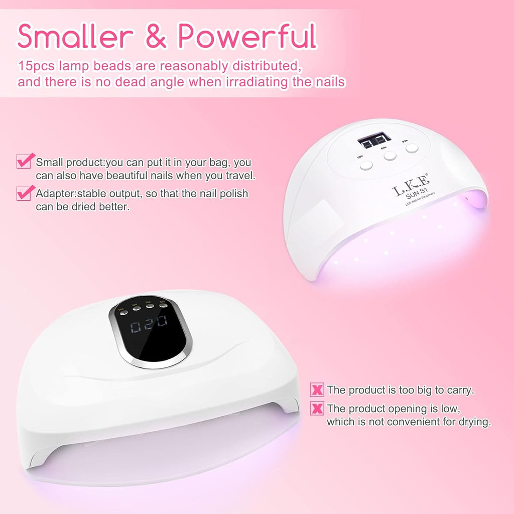 UV Nail Lamp Best with 3 Timers Nail Dryer Professional Nail UV Light for Gel Polish with Adapter
