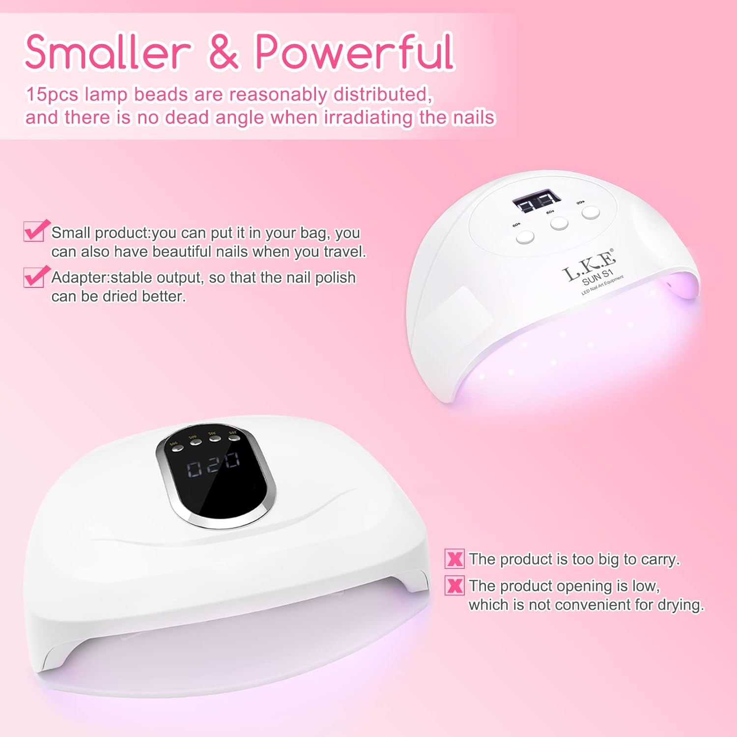 UV Nail Lamp Best with 3 Timers Nail Dryer Professional Nail UV Light for Gel Polish with Adapter