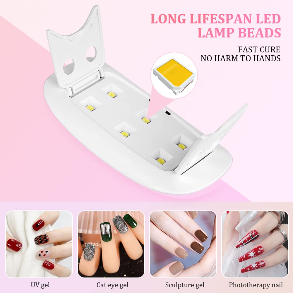 6W LED Curing Lamp for Nails Gel Nail Dryer with USB Curing Lamp Professional Nail Art Tool Accessory